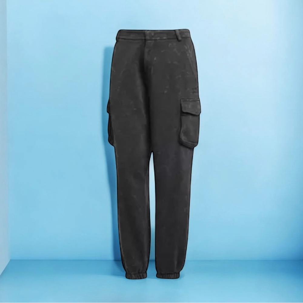 🆕💞ADIDAS Originals Washed Cargo Joggers Distressed Vintage Vibe • BLACK • 0-2 US